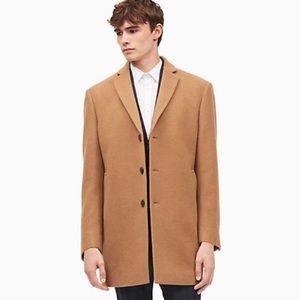 Calvin Klein Wool Blend Camel Topcoat